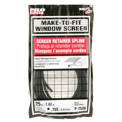 Prime-Line Screen Retainer Vinyl Spline .155 Round 25' per roll (Black)