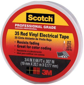35 COLOR COD TAPE VINYL RED 3/4 X66