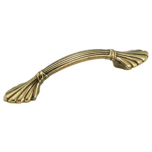 Amerock Natural Elegance Burnished Brass Shell 3 In. Cabinet Pull