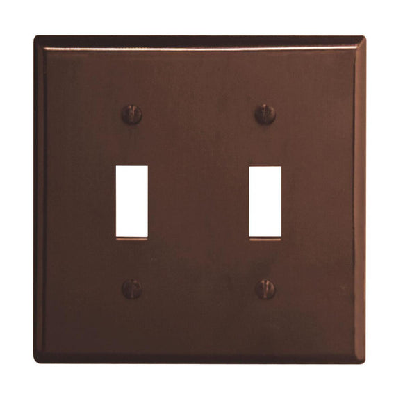 Leviton 2-Gang Plastic Toggle Switch Wall Plate, Brown
